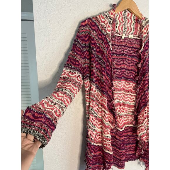 Anthropologie Moth Kasimira Open Knit Cardigan Pom Poms Pink Spring Lightweight - Picture 4 of 9